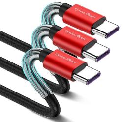 Short USB Type C Cable 1ft, 3Pack USB A 2.0 to USB-C Fast Charger Durable TPE Cord Compatible with Samsung Galaxy S10 S9 S8 Plus Note 9 8,Huawei,Moto Z Z2,LG V30 V20-Red