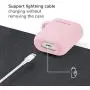 AirPods Case, GMYLE Silicone Protective Shockproof Wireless Charging Airpods Earbuds Case Cover Skin with Keychain Set Compatible for Apple AirPods 2 & 1 – Baby Pink