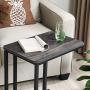 VASAGLE Industrial Side Table, End Table for Coffee Laptop Tablet, Mobile Table with Rolling Casters, Steel Frame, for Living Room, Bedroom, Charcoal Gray and Black ULNT050B04