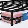 Metal Platform Bed Frame Queen Size Heavy Duty 14 Inch Beds No Box Spring Steel Slat Frames with Storage Black, AQ