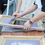Caydo 1 Piece 10 x 14 Inch Large Aluminum Screen Printing Frame with 110 White Mesh and 1 Piece 9.4 Inch Screen Printing Squeegee for Screen Printing