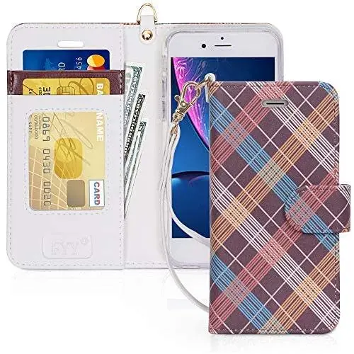 FYY Luxury PU Leather Wallet Case for iPhone 6/6s, [Kickstand Feature] Flip Phone Case Protective Shockproof Folio Cover with [Card Holder] [Wrist Strap] for Apple iPhone 6/6s 4.7'' Classic