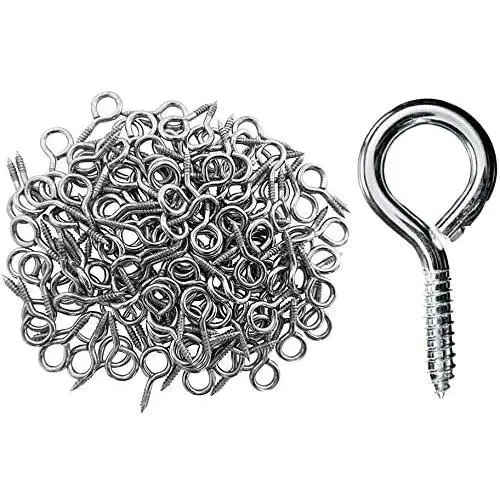 100pcs Screw Eye,1 inch Lag Eyebolts Thread Eye Screws, Silver Plated Metal Eye Shape Screw Hooks Self-Tapping Screws Hooks Ring 100pcs Screw Eye,1 inch Lag Eyebolts Thread Eye Screws, Silver Plated Metal Eye Shape Screw Hooks Self-Tapping Screws Hooks Ring