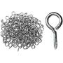 100pcs Screw Eye,1 inch Lag Eyebolts Thread Eye Screws, Silver Plated Metal Eye Shape Screw Hooks Self-Tapping Screws Hooks Ring