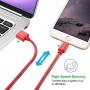 Metal iPhone Charger Cord [Apple MFi Certified], Foxsun 3.3 FT/1M Metal Braided USB Lightning Cable Cords for iPhone Xs MAX/XR/XS/X/8/7/7Plus/6/6Plus/6S/6S Plus/5/5S/5C/SE,iPad Pro/Air/Mini (Red)