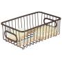 mDesign Metal Bathroom Storage Organizer Basket Bin - Modern Wire Grid Design - for Organization in Cabinets, Shelves, Closets, Vanity Countertops, Bedrooms, Under Sinks - Small Wide - Bronze
