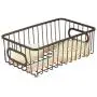mDesign Metal Bathroom Storage Organizer Basket Bin - Modern Wire Grid Design - for Organization in Cabinets, Shelves, Closets, Vanity Countertops, Bedrooms, Under Sinks - Small Wide - Bronze