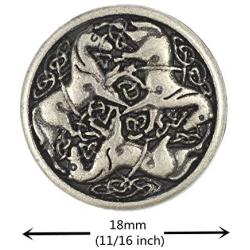 Bezelry 12 Pieces Celtic Horses Metal Shank Buttons. 18mm (11/16) (Antique Silver)