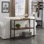 FELLYTN Console Tables for Entryway, Industrial Sofa Table with Metal Mesh Shelf 3 Tier Hallway Table, 40 Inch Rustic Brown FELLYTN Console Tables for Entryway, Industrial Sofa Table with Metal Mesh Shelf 3 Tier Hallway Table, 40 Inch Rustic Brown