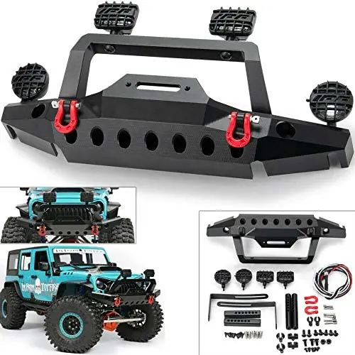 Metal Front Bumper w/ 2 Led Light for 1/10 RC Crawler TRX-4 Sport TF2 Metal Front Bumper w/ 2 Led Light for 1/10 RC Crawler TRX-4 Sport TF2