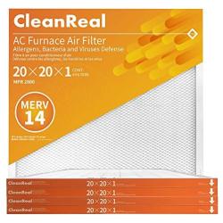 CleanReal 20×20×1 High Grade MERV14 Air Filter for AC Furnace or HVAC, Defense of ALL Pollutants, Pollen, Pet Dander, Smoke & PM2.5, 4-pack