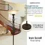 Scroll Floor Lamp for Living Room Decor by Light Accents - Tall Floor Lamp Bed Room Decor - Traditional Iron Scrollwork Standing Lamp Pole Light with Alabaster Glass Bowl Shade – 70'' Tall- (Bronze) Scroll Floor Lamp for Living Room Decor by Light Accents - Tall Floor Lamp Bed Room Decor - Traditional Iron Scrollwork Standing Lamp Pole Light with Alabaster Glass Bowl Shade – 70'' Tall- (Bronze)