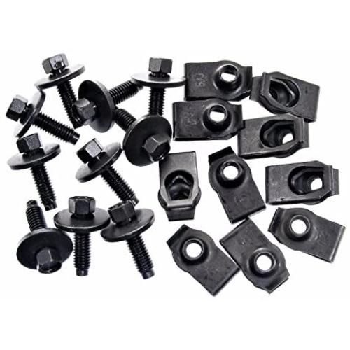 Retro-Motive Body Bolts & U-nut Clips- M6-1.0mm x 22mm Long- 8mm Hex- for Ford- 20 pcs- (1911/1928) #1866