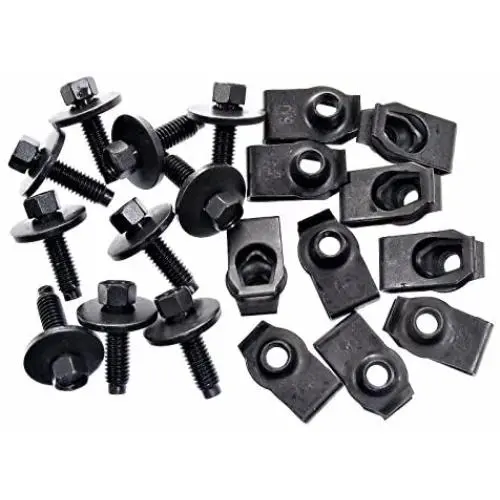 Retro-Motive Body Bolts & U-nut Clips- M6-1.0mm x 22mm Long- 8mm Hex- for Ford- 20 pcs- (1911/1928) #1866 Retro-Motive Body Bolts & U-nut Clips- M6-1.0mm x 22mm Long- 8mm Hex- for Ford- 20 pcs- (1911/1928) #1866