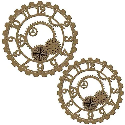 Steampunk Clocks 6'' and 5'' - Scrapbooking Laser Cut Chipboard - 2 Piece Set Steampunk Clocks 6'' and 5'' - Scrapbooking Laser Cut Chipboard - 2 Piece Set