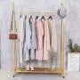 FURVOKIA Modern Simple Heavy Duty Metal X Type Rolling Garment Rack with Wheel ,Retail Display Clothing Rack,Iron Floor-Standing Shoes Bags Clothes Organizer Storage Shelves (Gold, 47.2'' L) FURVOKIA Modern Simple Heavy Duty Metal X Type Rolling Garment Rack with Wheel ,Retail Display Clothing Rack,Iron Floor-Standing Shoes Bags Clothes Organizer Storage Shelves (Gold, 47.2'' L)
