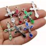 WOCRAFT 60pcs Assorted Antique Silver Enamel Christian Jesus Cross Religious Crucifix Charms Pendant for DIY Jewelry Making Necklace Bracelet Earring DIY Jewelry Accessories Charms (M217)