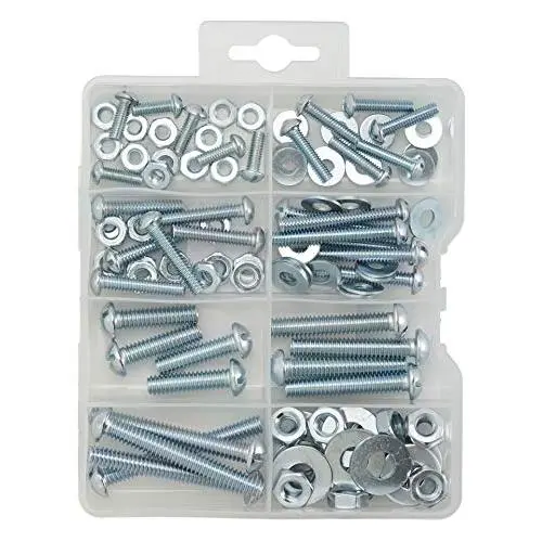 Bolts, Nuts, and Washer Assortment Kit, 108 Pieces