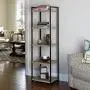 Household Essentials 5 Tier Storage Tower Metal, Grey Shelf – Black Frame, Ashwood Household Essentials 5 Tier Storage Tower Metal, Grey Shelf – Black Frame, Ashwood