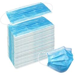 Wecolor 50 Pcs Disposable 3 Ply Earloop Face Masks, Suitable for Home, School, Office and Outdoors (Blue)