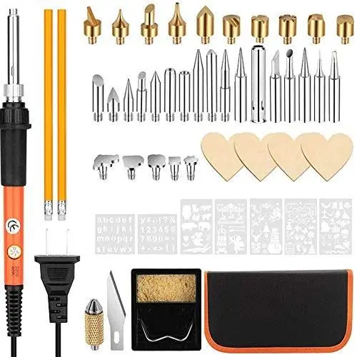 Soldering Iron Kit, 50Pcs Wood Burning Pyrography Pen Kit, 60W/110V Adjustable Temperature Welding Tool Wood Craft Tools for Wood Burning/Soldering/Carving with Stencils+ Wood Soldering Tips+ Pencils Soldering Iron Kit, 50Pcs Wood Burning Pyrography Pen Kit, 60W/110V Adjustable Temperature Welding Tool Wood Craft Tools for Wood Burning/Soldering/Carving with Stencils+ Wood Soldering Tips+ Pencils