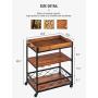 kealive Kitchen Bar Cart for Home Mobile Metal Wine Cart on Wheels with Handle Rack, Glass Holder, Removable Wood Box Container, Rustic Serving Cart 3-Tier Storage, Vintage Brown 26L x 18W x 32.5H