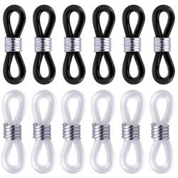 BronaGrand 60pcs Rubber Metal Ends for Eyeglass Chain Necklace Chain,Black and Clear