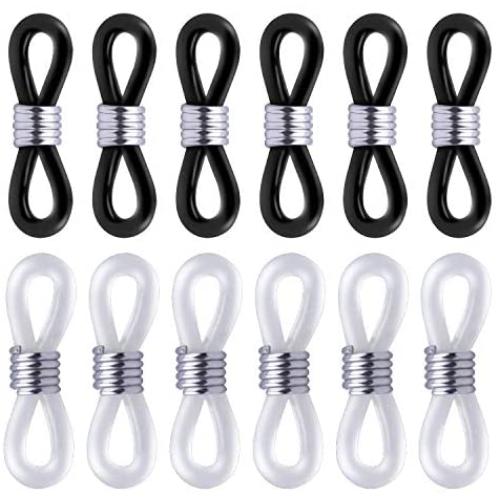BronaGrand 60pcs Rubber Metal Ends for Eyeglass Chain Necklace Chain,Black and Clear