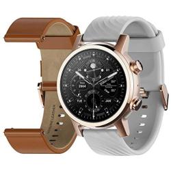 Moto 360 3rd Gen 2020 - Wear OS by Google - The Luxury Stainless Steel Smartwatch with Included Genuine Leather and High-Impact Sports Bands - Gold