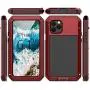 Mangix Compatible with iPhone 12 Case and iPhone 12 Pro Case (2020), Built-in Glass Screen Protector Military Grade Drop Shock Protection Metal Bumper for Apple iPhone 12/12 Pro 6.1'' (Red)