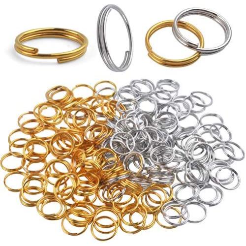 10mm Small Key Ring, 200 Pieces Mini Key Chain Ring Metal Small Split Key Rings for Keys Organization, Connecting Jewelry DIY Craft - Silver and Golden