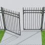 XCEL - Black Steel Anti-Rust Fence Gate - Sharp End Pickets - 4ft W x 5ft H - Easy Installation Kit, for Residential, Outdoor, Yard, Patio, Entry Way, 3-Rail Metal Gate