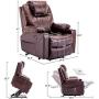 Mcombo Electric Power Lift Recliner Chair Sofa with Massage and Heat for Elderly, 3 Positions, 2 Side Pockets and Cup Holders, USB Ports, Faux Leather 7040 (Medium, Dark Brown)