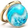 Cell Phone Ring Finger Holder Stand, Marble Phone Ring Holder Metal Phone Finger Kickstand for Magnetic Car Mount Compatible with Smartphone (Gold)
