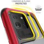 Ghostek Atomic Slim Galaxy S20 Clear Case with Super Tough Space Metal Bumper Design Military Grade Armor Heavy Duty Protection Wireless Charging Compatible 2020 Galaxy S20 5G (6.2 Inch) - (Red)