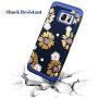 Fingic S7 Case,Galaxy S7 Cases for Women,Shinny Glitter Bling Floral Flower Sunflower Pattern Design Case with Rubber Hard PC Cover for Samsung Galaxy S7 2016 Release,Blue