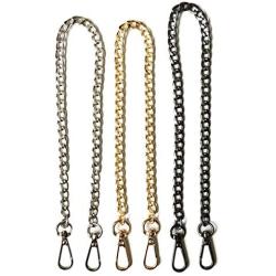 Gnognauq 3 Pieces 15.7 inch Purse Chain Strap Flat Chain Strap Handbag Chains with Metal Buckles for Clutch Wallet Satchel Tote Bags Chain Replacement Strap