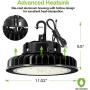 LED High Bay Light 150W 1-10V Dimmable 5000K 21,000lm UFO LED High Bay Light Fixture 5 Cable with US Plug [250W/400W MH/HPS Equiv.] Commercial Warehouse/Workshop/Wet Location Area Light