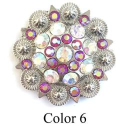 MarryAcc Berry Conchos with Screws Metal Flower Rhinestone Conchos 12 Pieces (Color 6)