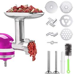 Meat Grinder Attachments for KitchenAid Stand Mixer, Home Use Metal Food Grinder Accessories,Meat Mixer Attachment, with 2 Sausage Stuffer Tubes