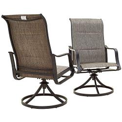 Top Space Patio Dining Chairs Textilene High Back Outdoor Swivel Rockers Set with All Weather Frame (Gray,Set of 2)