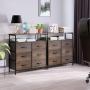 HOMECHO Fabric Dresser Chest with 6 Drawers, Wide Chest of Drawers with 2 Tier Wood Shelves, Sturdy Metal Frame, Tall Nightstand Functional Organizer Unit for Closets, Bedroom, Hallway, Dark Brown