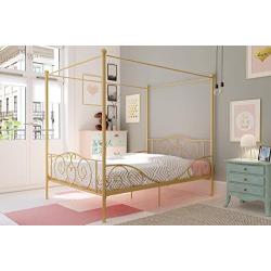 DHP Metal Canopy Bed with Sturdy Bed Frame - Full Size (Gold)