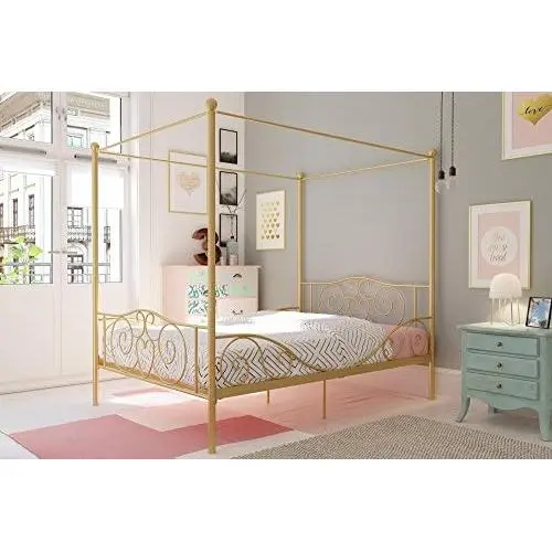 DHP Metal Canopy Bed with Sturdy Bed Frame - Full Size (Gold) DHP Metal Canopy Bed with Sturdy Bed Frame - Full Size (Gold)