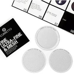 Corretto Set of 3 Reusable Filters for use in AeroPress Coffee Maker, includes Fine, Ultra-Fine, and Mesh filters