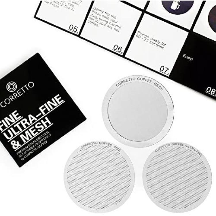 Corretto Set of 3 Reusable Filters for use in AeroPress Coffee Maker ...