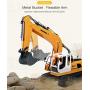 DOUBLE E Remote Control Truck RC Excavator Toy 17 Channel 3 in 1 Claw Drill Metal Shovel Real Hydraulic Electric RC Construction Vehicle with Working Lights