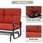 Incbruce Outdoor Swing Glider Rocking Chair Patio Bench for 2 Person, Garden Loveseat Seating Patio Steel Frame Chair Set with Cushion, Red