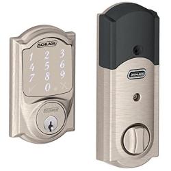 Schlage BE479AA V CAM 619 Satin Nickel Sense Smart Deadbolt with Camelot Trim