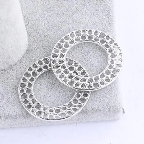Reidgaller 20pcs Circle Hollow Frame Earring Hoops Charms DIY Metal Filigree Pendant Connectors DIY Embellishment for Jewelry Making Findings
